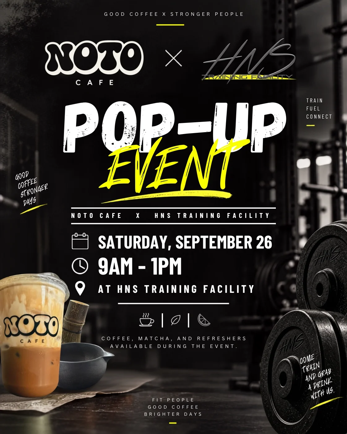 NOTO Cafe and HNS Training Facility pop-up flyer
